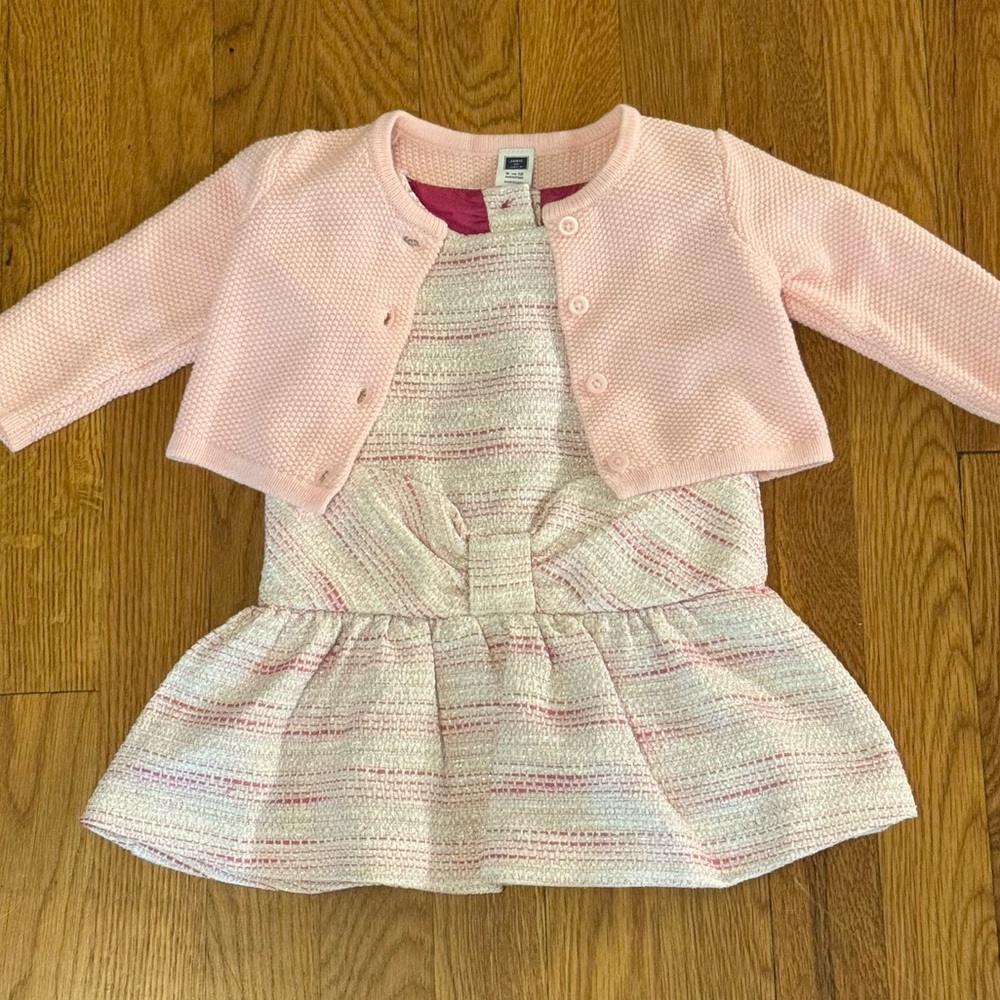 Janie and Jack Pink and White Baby Dress